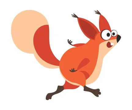 Cute Squirrel with Bushy Tail Running Fast Vector Illustration Stock Illustration