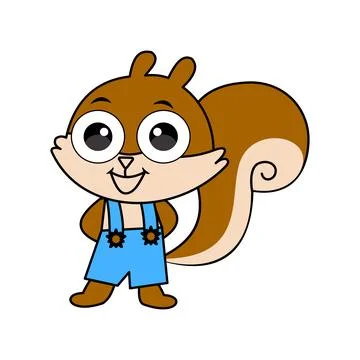 Cute squirrel cartoon on white background. Isolated on white background Stock Illustration