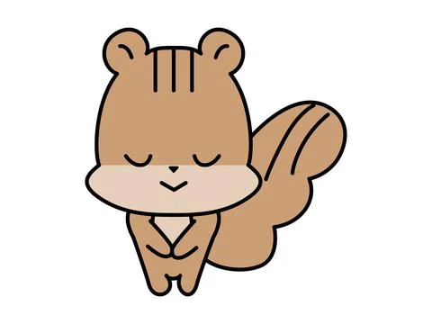 A cute squirrel character bows. Stock Illustration
