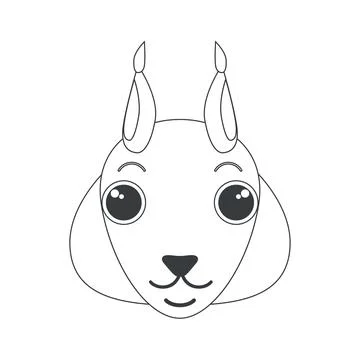 Cute squirrel face, forest wild animals head of simple shape Stock Illustration