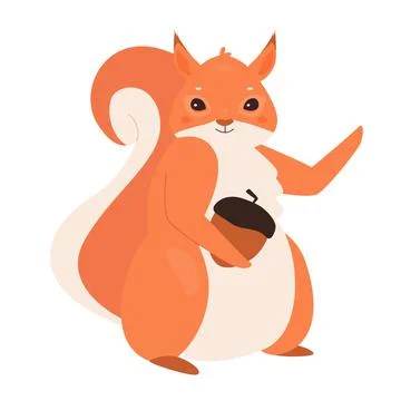 Cute squirrel holding nut Illustration