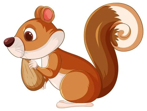 Cute Squirrel Holding a Nut Stockillustratie