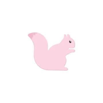 Cute Squirrel icon flat style. Pink Pastel color forest animal Cartoon character Stock Illustration