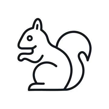Cute squirrel icon. Simple line art illustration of a squirrel with bushy t.. Stock Illustration