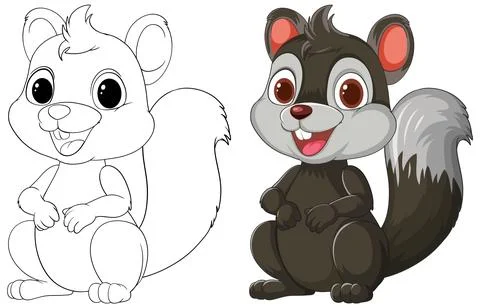 Cute Squirrel Illustration Before and After イラスト素材