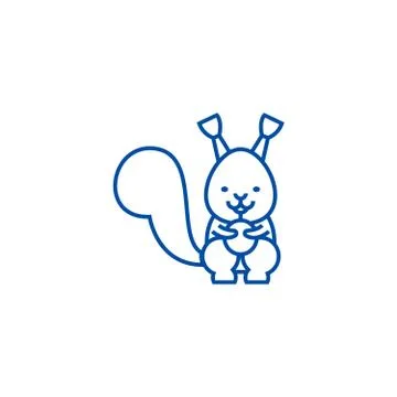 Cute squirrel line icon concept. Cute squirrel flat vector symbol, sign, outline Stock Illustration