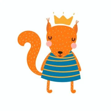 Cute squirrel princess Stock Illustration