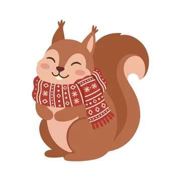 Cute Squirrel with Scarf Stock Illustration
