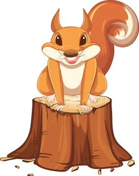 Cute squirrel sitting on log Stock Illustration