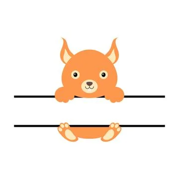 Cute squirrel split monogram. Funny cartoon character for shirt, scrapbooking Stock Illustration