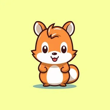 Cute squirrel standing cartoon vector icon illustration Stock Illustration