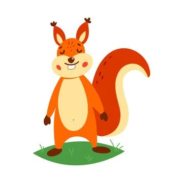 Cute squirrel on a white background. Vector illustration Stock Illustration