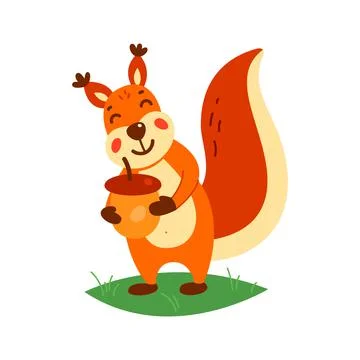 Cute squirrel on a white background. Vector illustration Stock Illustration