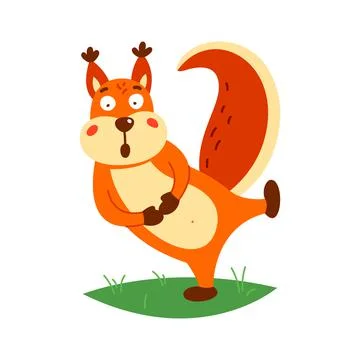 Cute squirrel on a white background. Vector illustration Stock Illustration