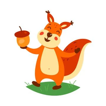 Cute squirrel on a white background. Vector illustration Stock Illustration