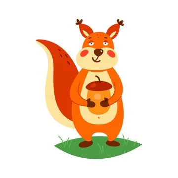 Cute squirrel on a white background. Vector illustration Stock Illustration