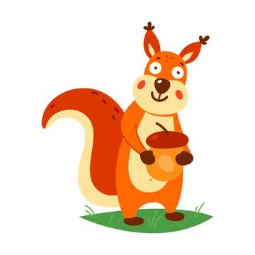 Cute squirrel on a white background. Vector illustration 스톡 일러스트