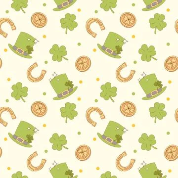 Cute St Patrick day seamless pattern Stock Illustration