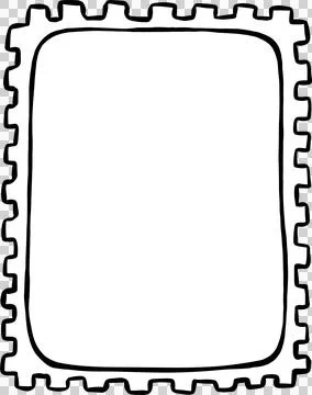 Cute Stamp frame doodle hand drawn outline Stock Illustration