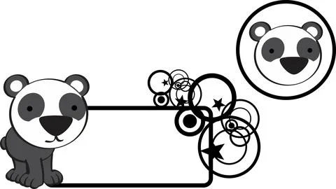 Cute standing panda bear character cartoon sticker Stock Illustration