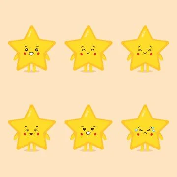 Cute Star Character with Expression Stock Illustration