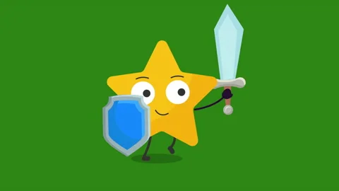 Cute star Character with sword and shield  Animation. Stock Footage 169625669