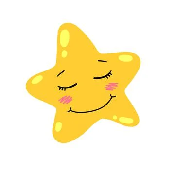 Cute star. Element of night and nature. Yellow object. Cartoon illustration. Stock Illustration