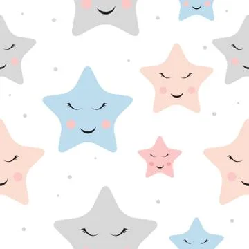 Cute Star Night Seamless Pattern Background Vector Illustration 스톡 일러스트
