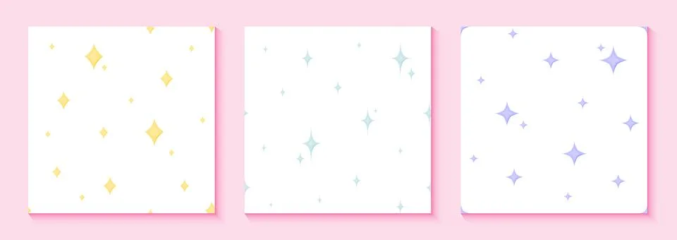 Cute star seamless pattern simple pastel flat set Stock Illustration