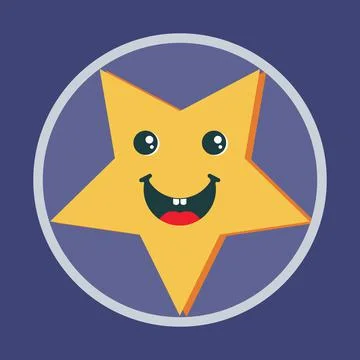 Cute star tops. Star in a circle. Cute smile. Vector. Stock Illustration