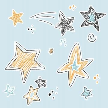 Cute starry hand drawn Stock Illustration