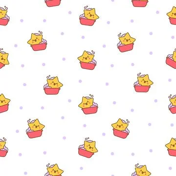 Cute stars character. Seamless pattern. Illustrazione stock