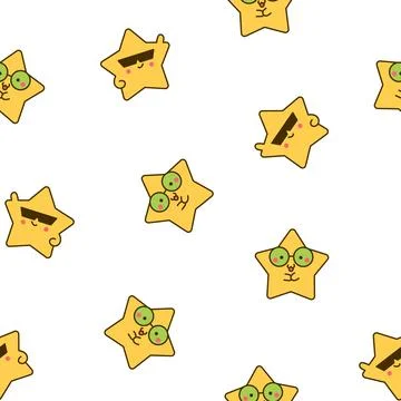 Cute stars character. Seamless pattern. Stock Illustration