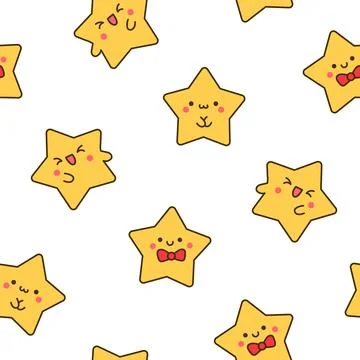 Cute stars character. Seamless pattern. Stock Illustration