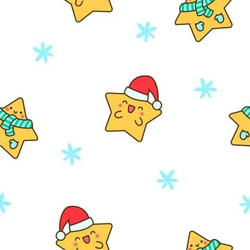Cute stars character. Seamless pattern. Stock Illustration