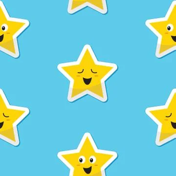 Cute stars pattern on blue background Stock Illustration