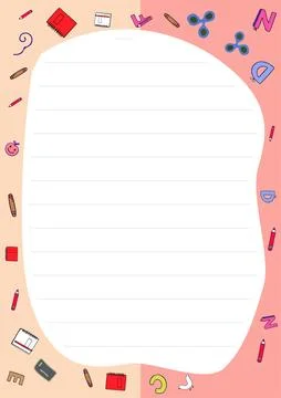 Cute Stationery Design featuring Lined Paper and School Supplies for Note Taking Stock Illustration