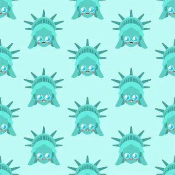 Cute Statue of Liberty pattern seamless. funny landmark United States pattern イラスト素材