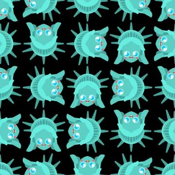 Cute Statue of Liberty pattern seamless. funny landmark United States pattern 스톡 일러스트