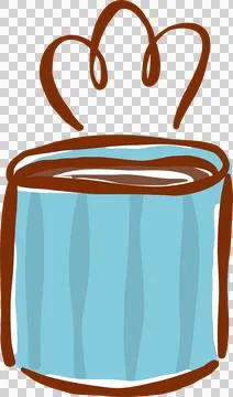 Cute Steaming Hot Drink Coffee Mug Cartoon Character Hand Drawn Stock Illustration