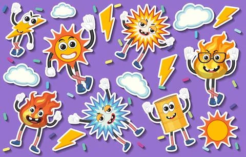 Cute sticker seamless pattern Stock Illustration