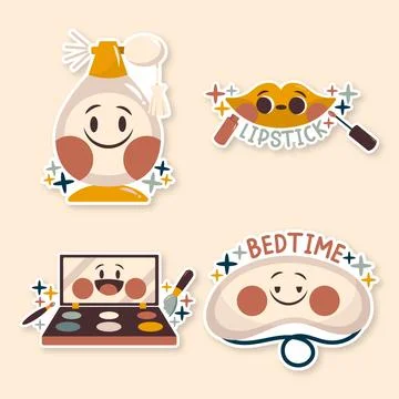 Cute sticker set collection Stock Illustration