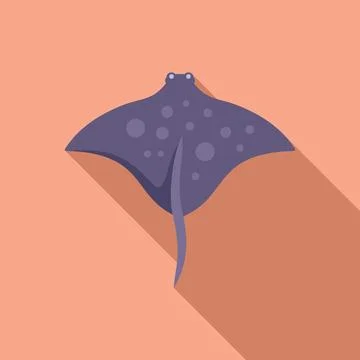 Cute stingray icon flat vector. Fish animal Stock Illustration