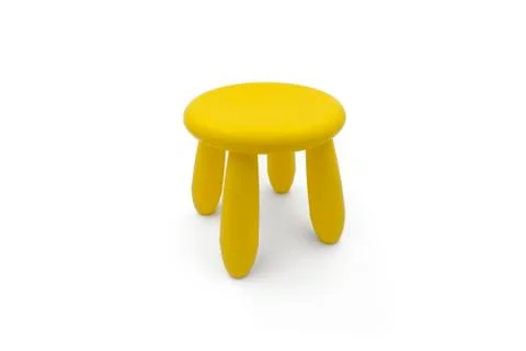 Cute stool isolated on white background. Kids chair. Yellow stool. Stock Photos