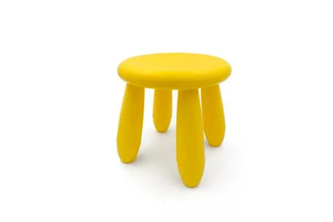 Cute stool isolated on white background. Kids chair. Yellow stool. Stock Photos
