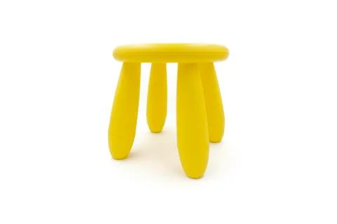 Cute stool isolated on white background. Kids chair. Yellow stool. Stock Photos