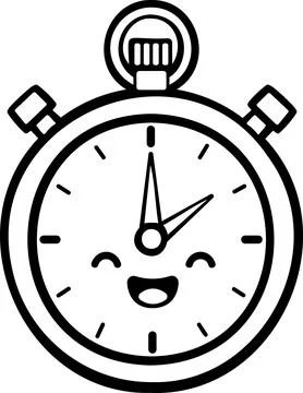 Cute stopwatch timer character coloring page icon Stock Illustration