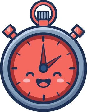 Cute stopwatch timer character line art icon Stock Illustration