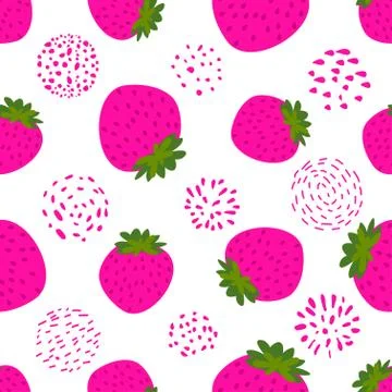 Cute strawberries pattern background Stock Illustration