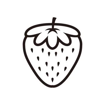 Cute Strawberry Coloring Book Vector. Line art of Healthy Berry Black and Whi Stock Illustration